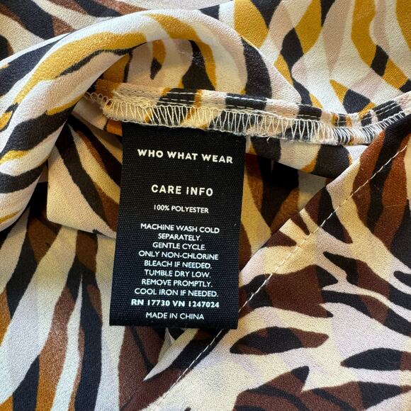 Who What Wear Animal Print Ruffle Blouse Womens 2X Flowy Business Casual Career - Picture 3 of 8